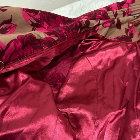 Merona Pink Floral Moleskin Cotton Trench Coat - M - Picture 8 of 10